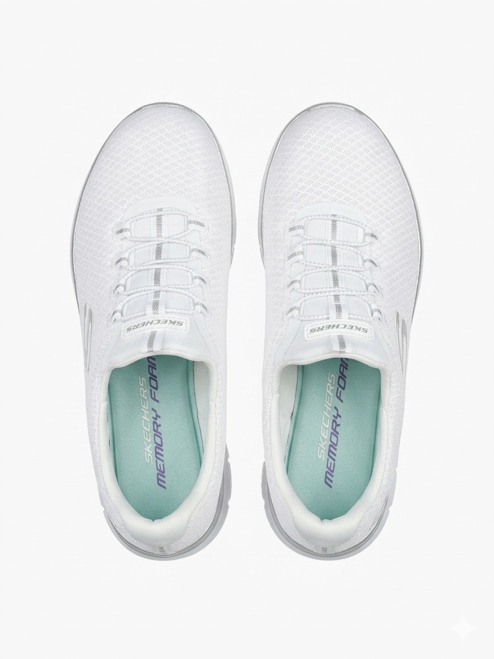 Skechers Women's White Slip-On Athletic Sneakers with Mint Insole